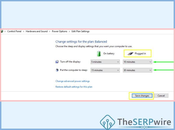 change plan setting