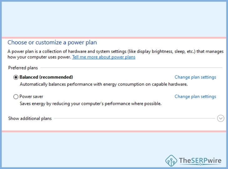 choose customize a power plan