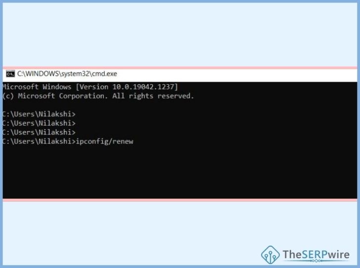 type ipconfig/renew in cmd