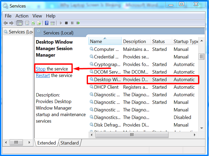 Desktop Window Manager Session