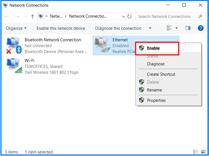 Enable Your Network Adapter