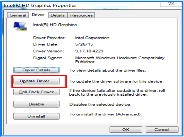 update display driver