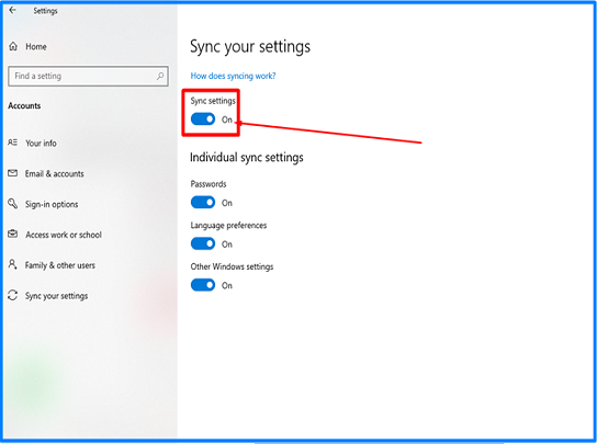 Click On button Sync Settings