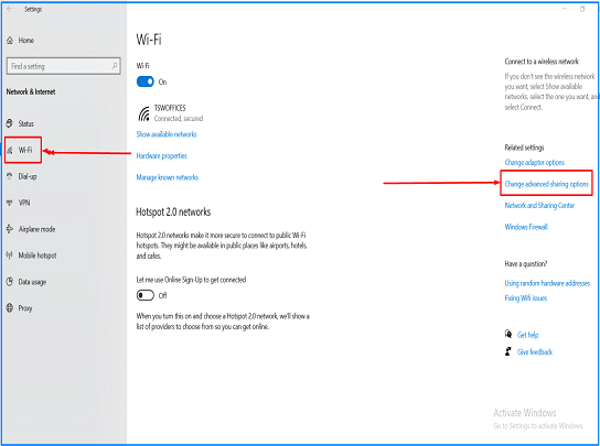 How Change advanced sharing options