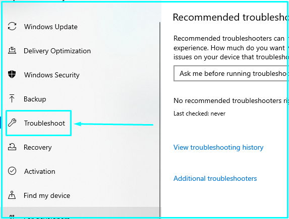 Select Troubleshoot